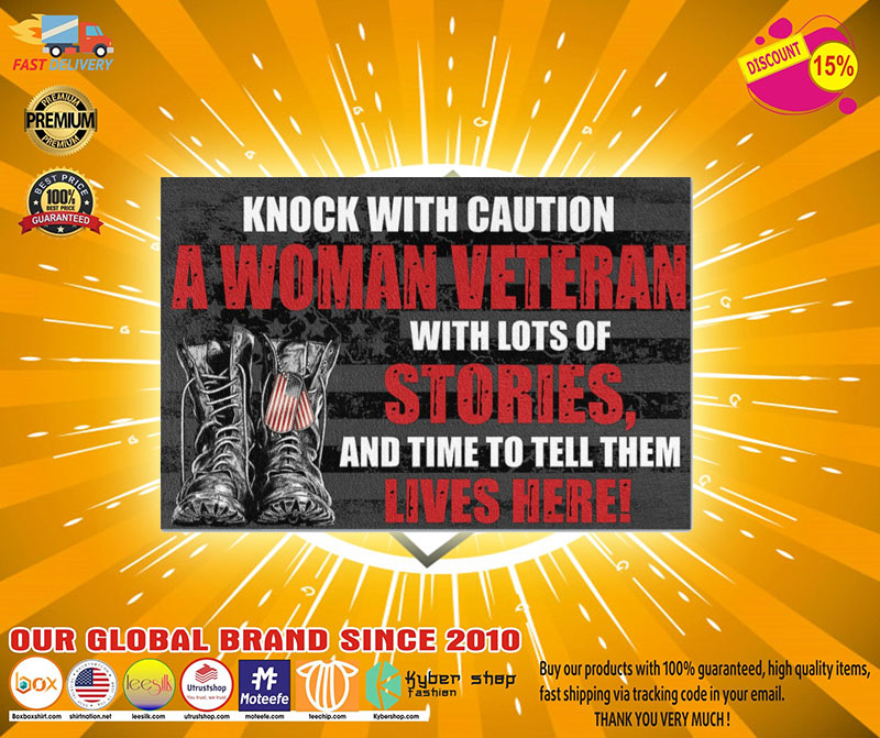 Veteran knock with caution a woman veteran doormat2