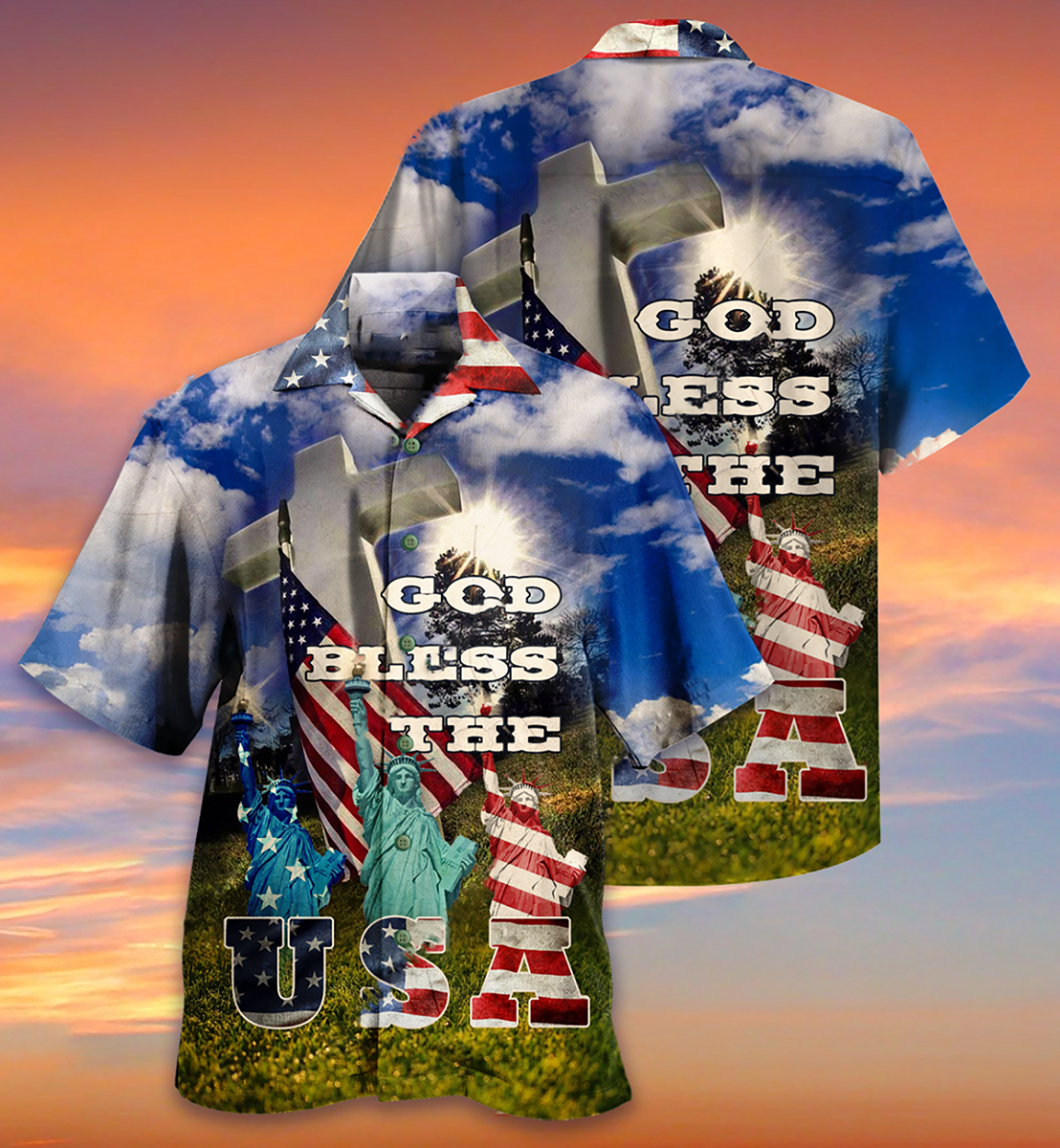 America God bless the USA Hawaiian shirt