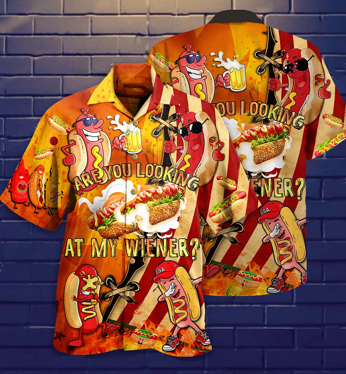 Are you looking at my wiener Hawaiian shirt
