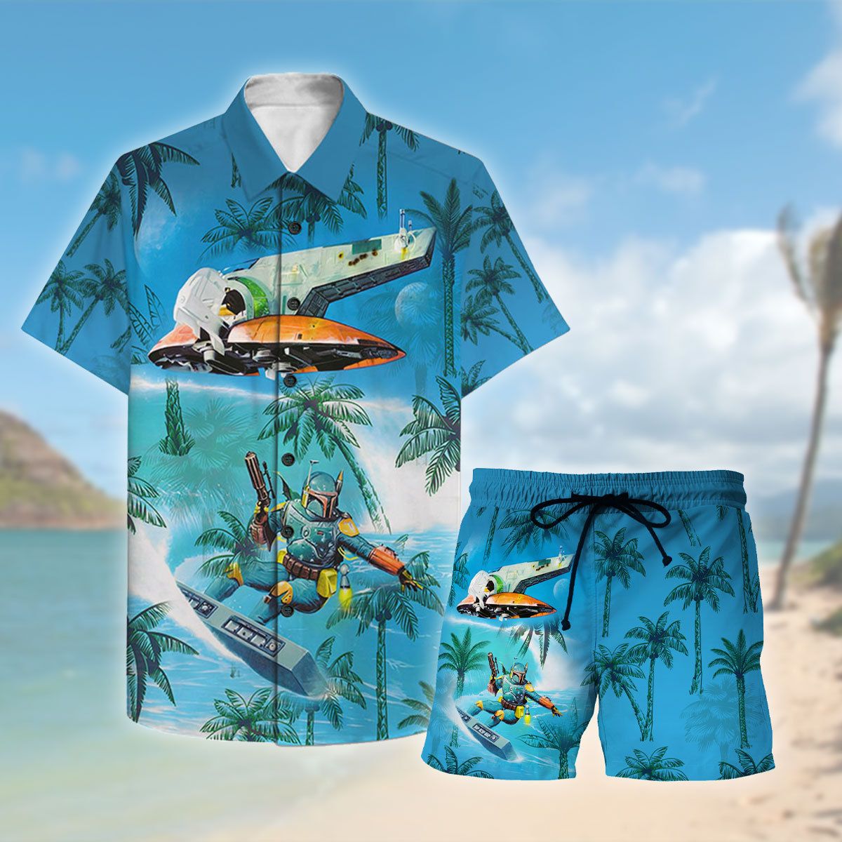 Dadalorian Surfing Hawaiian ShirtB