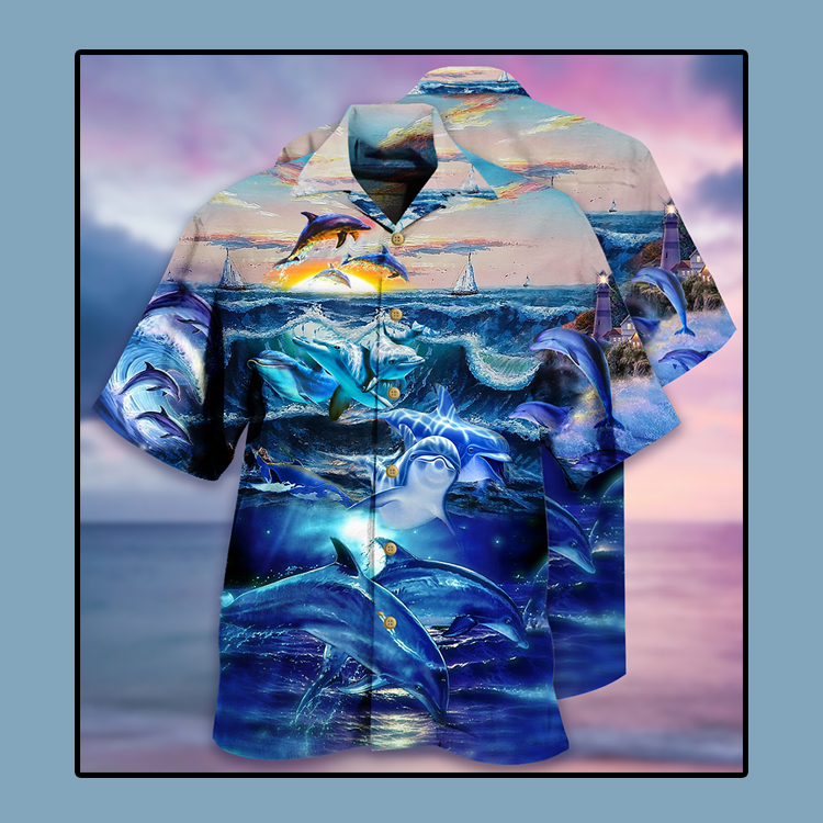 Dolphin ocean Hawaiian shirt3