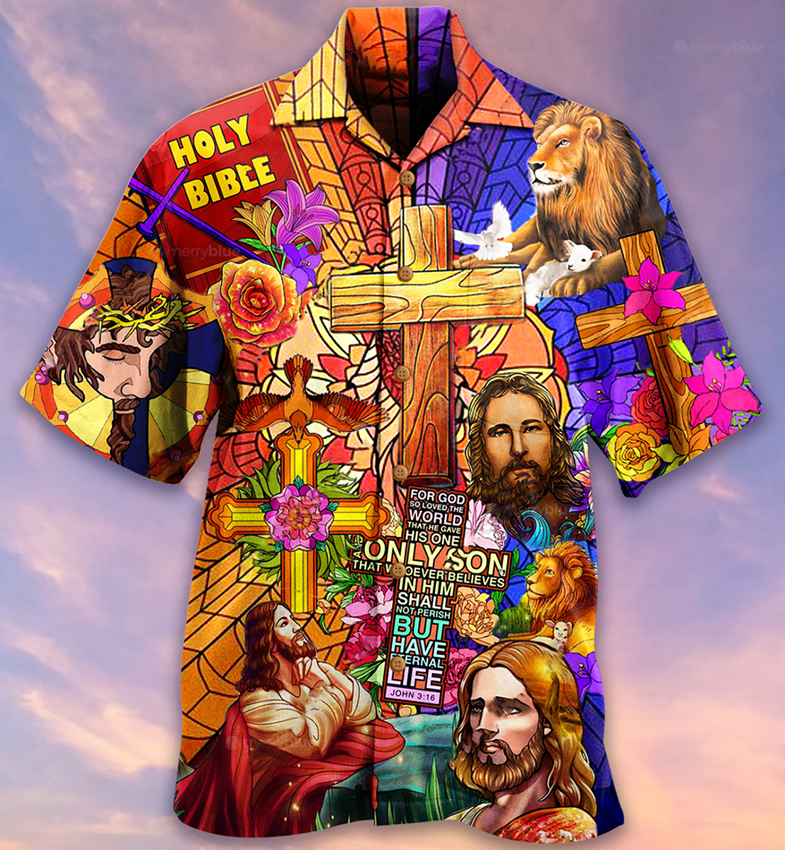Jesus lion and flowers Hawaiian shirt.jog