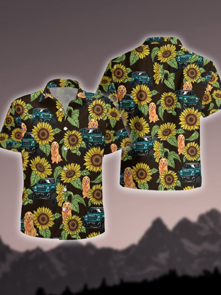 Jp Dog and Jp Sunflower Hawaiian Shirt and Short3