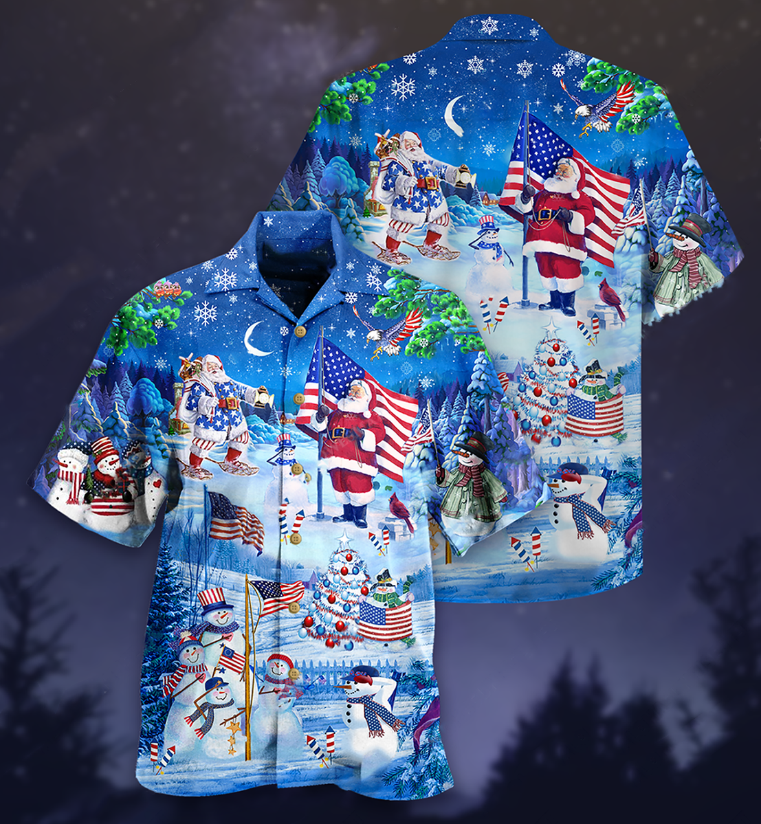 Santa Clause America merry xmas Hawaiian shirt