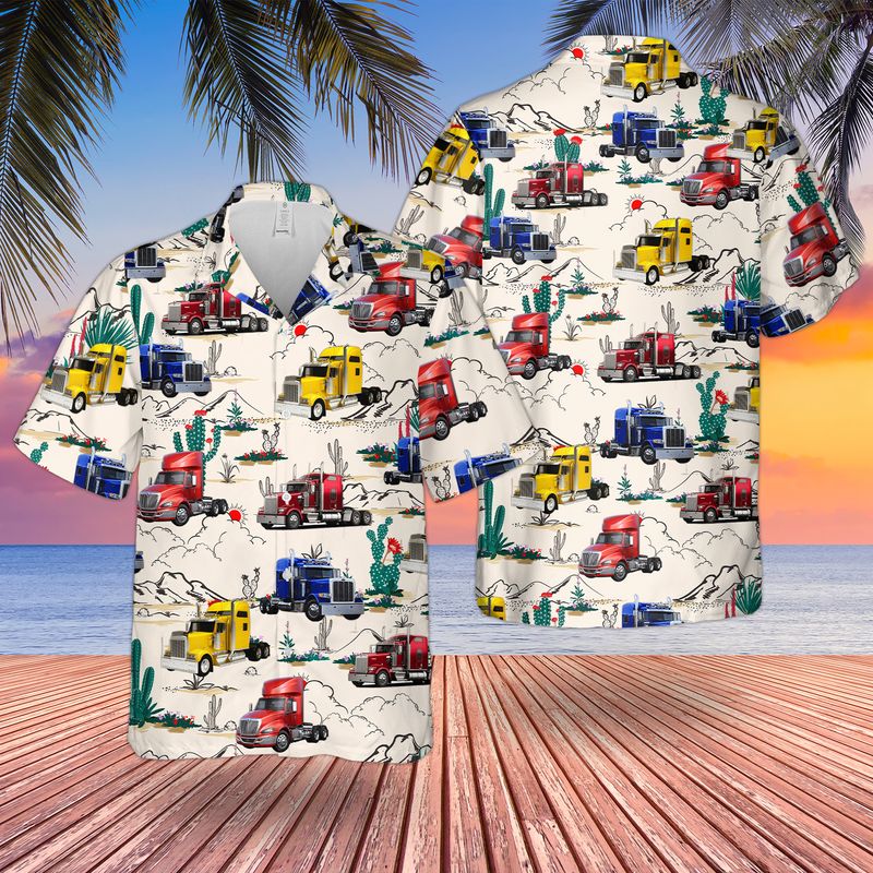 Semi Trailer Truck Hawaiian Shirt And ShortsA