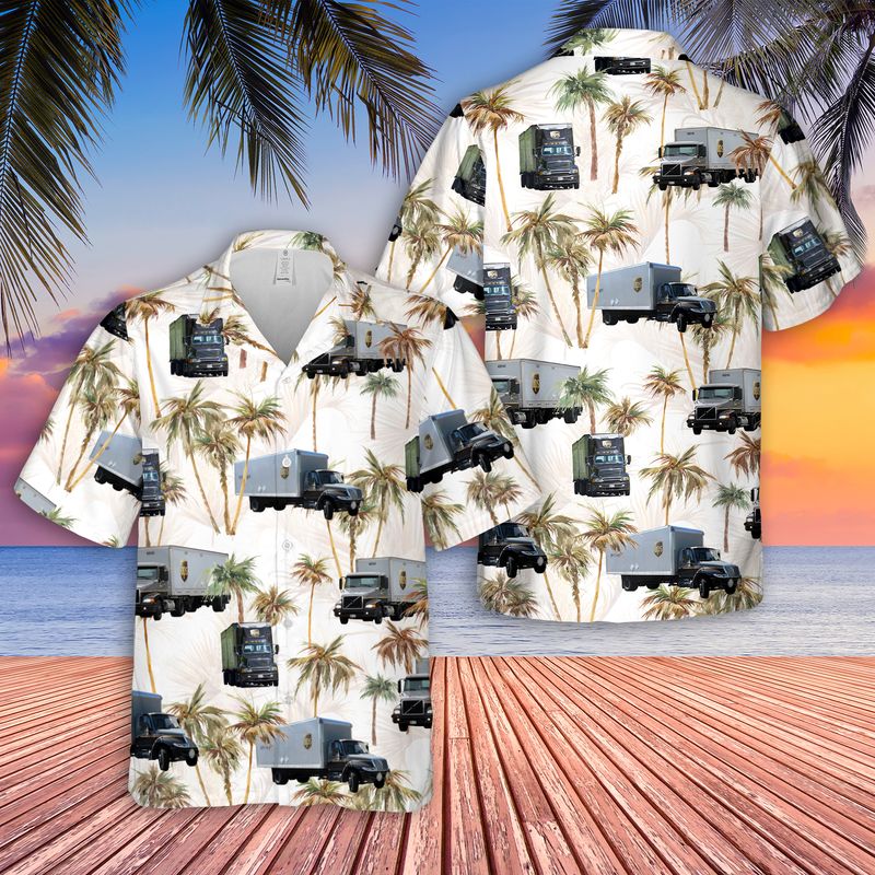 UPS Freight Truck Hawaiian Shirt And ShortsA