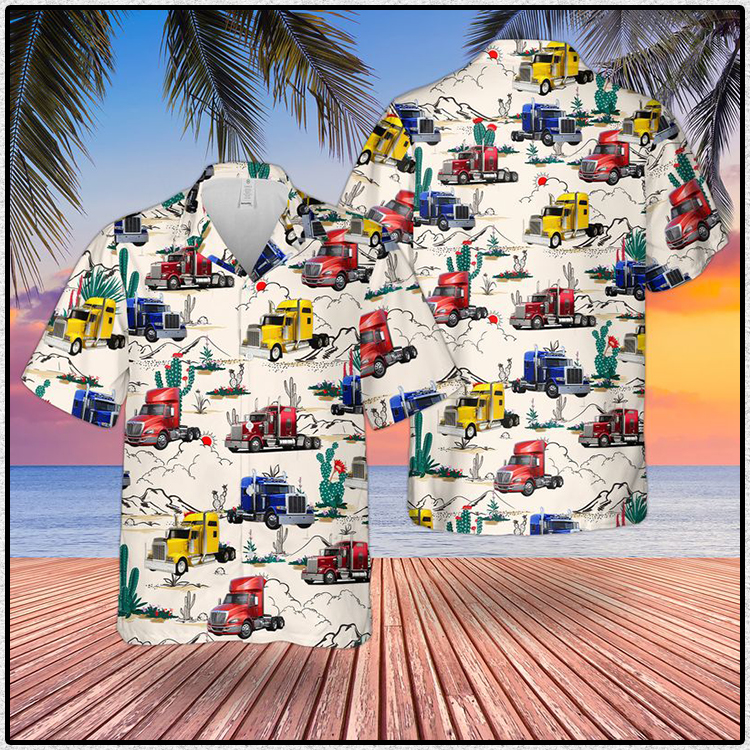 Semi Trailer Truck Hawaiian Shirt And Short1