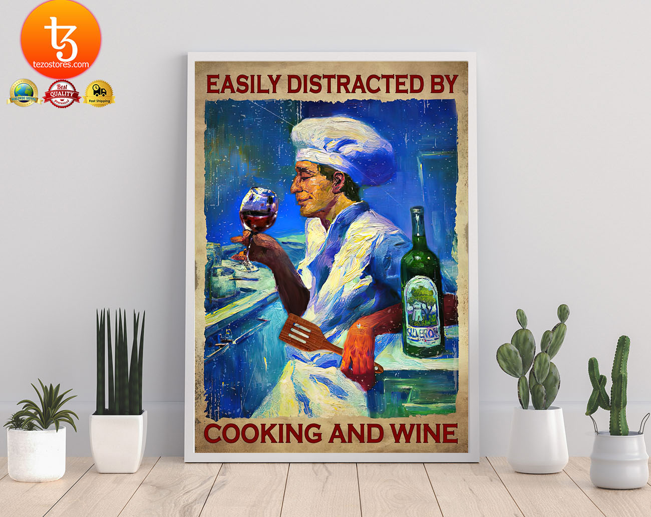 Easily distracted by cooking and wine poster2