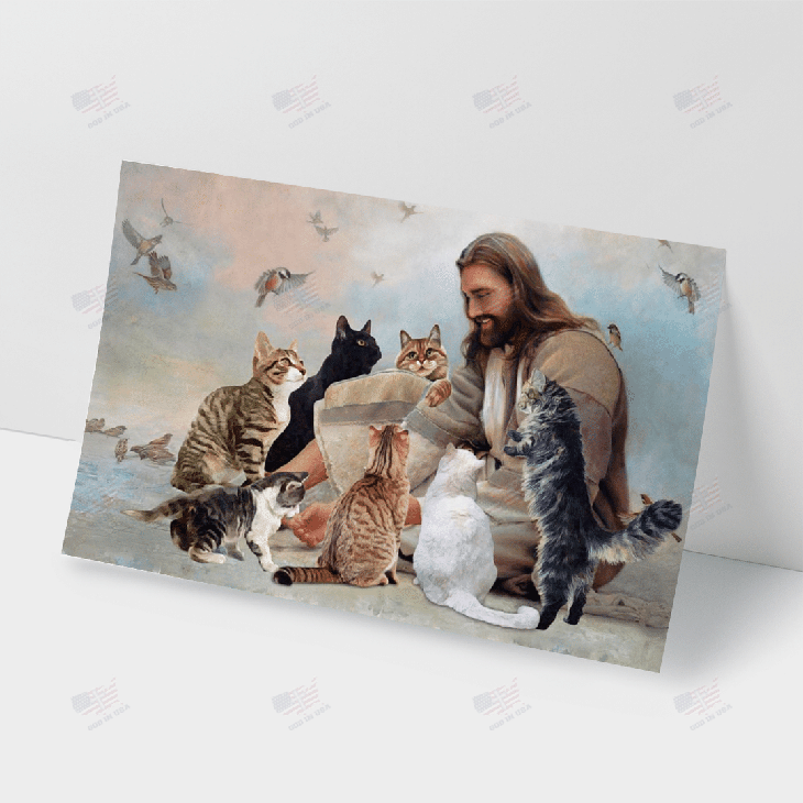 God Surrounded By Cats Angels Poster And Canvas2