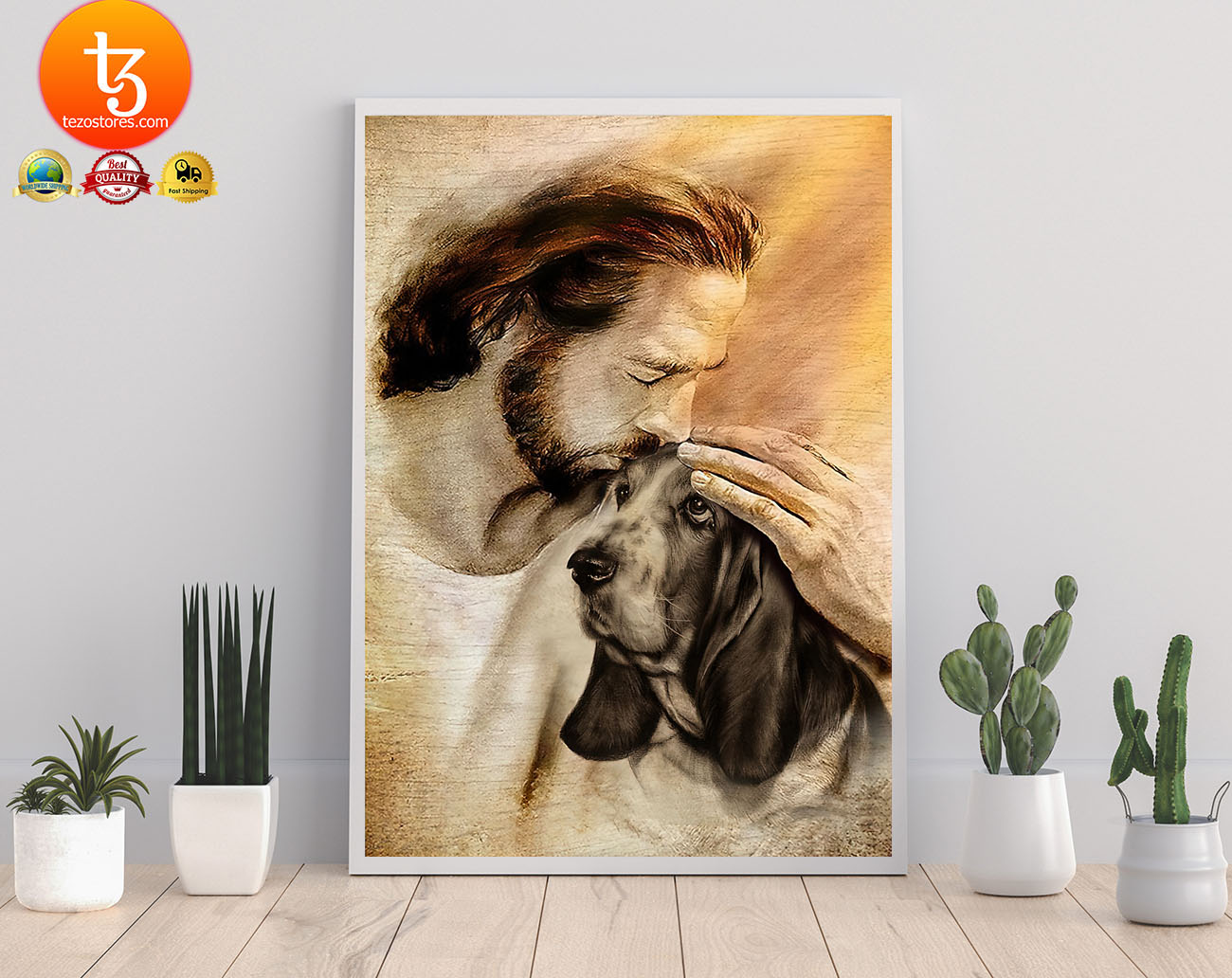 Jesus with Basset hound poster2