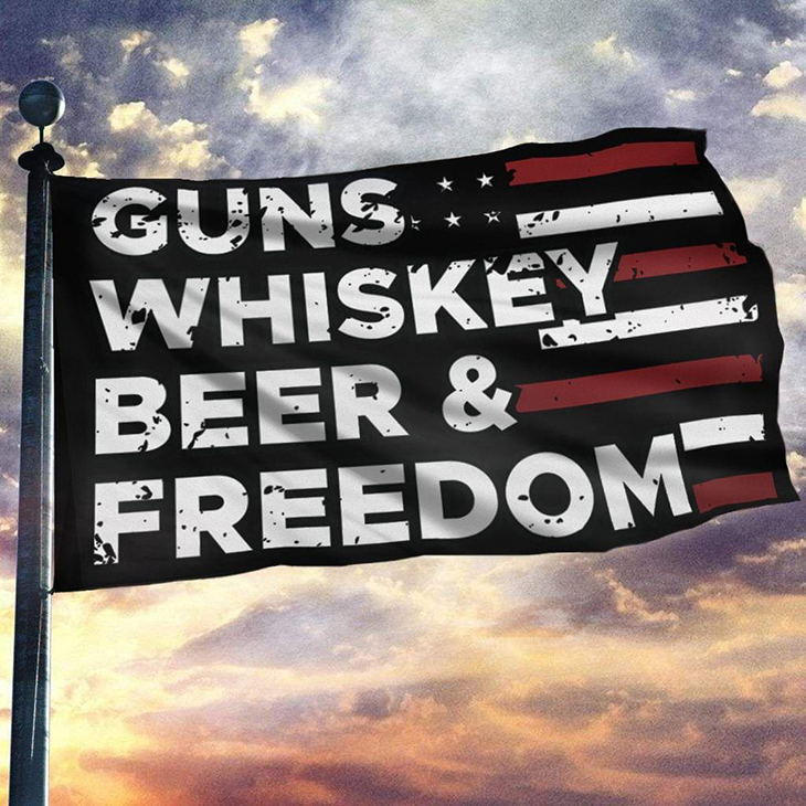 American Guns Whiskey Beer And Freedom Flag
