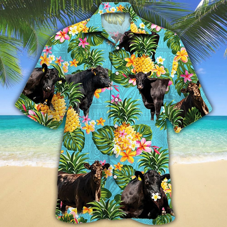 Black Angus Cattle Lovers Hawaiian Shirt4