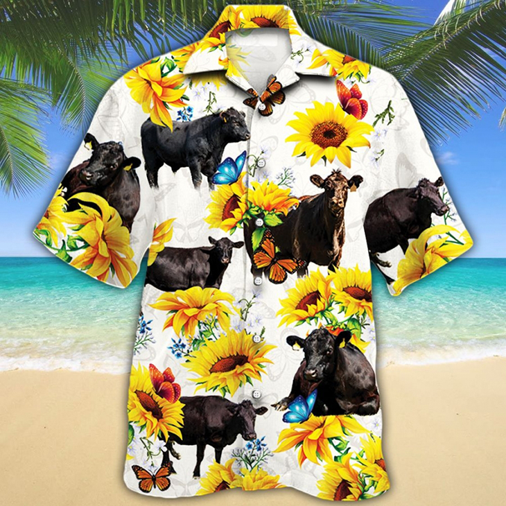 Black Angus Cattle Lovers Hawaiian Shirt8