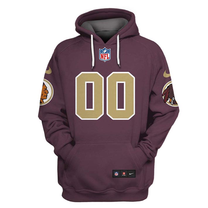 NFL Washington Redskins Custom Name And Number 3D Hoodie Shirt