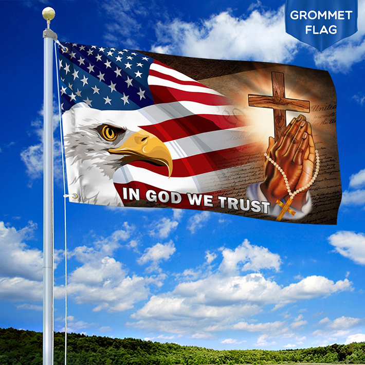American Eagle In God We Trust Flag