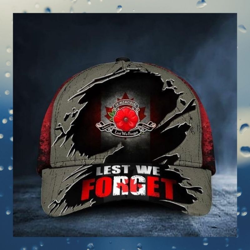 Lest We Forget Poppy Canada Flag Remembrance Day Hat 2