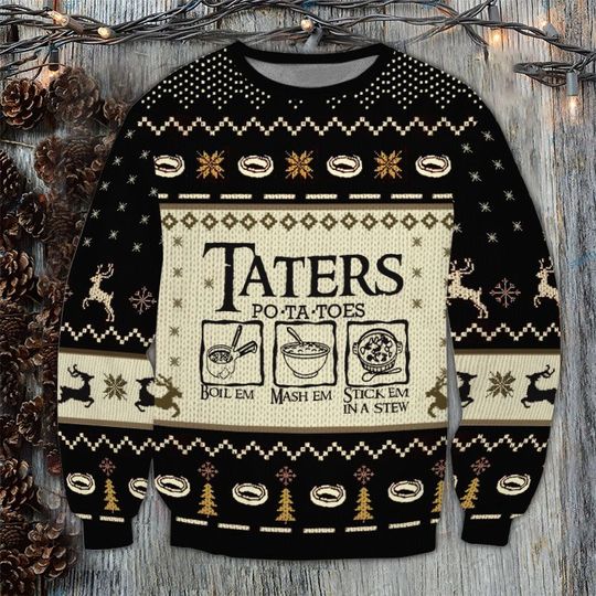 Lord of the Rings Taters Potatoes ugly christmas sweater 1