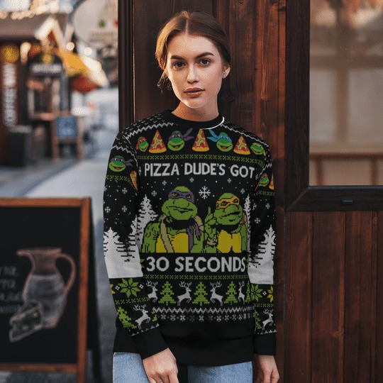 Ninja Turtles pizza dudes got 30 seconds ugly christmas sweater 2