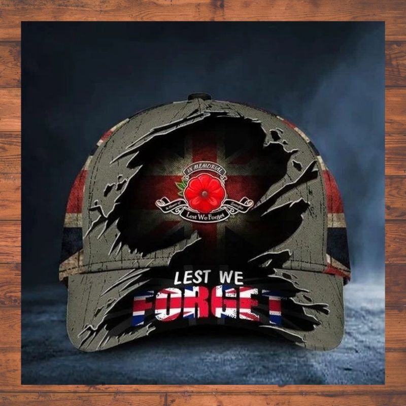 Poppy Remembrance United Kingdom UK Lets we forget cap hat 3