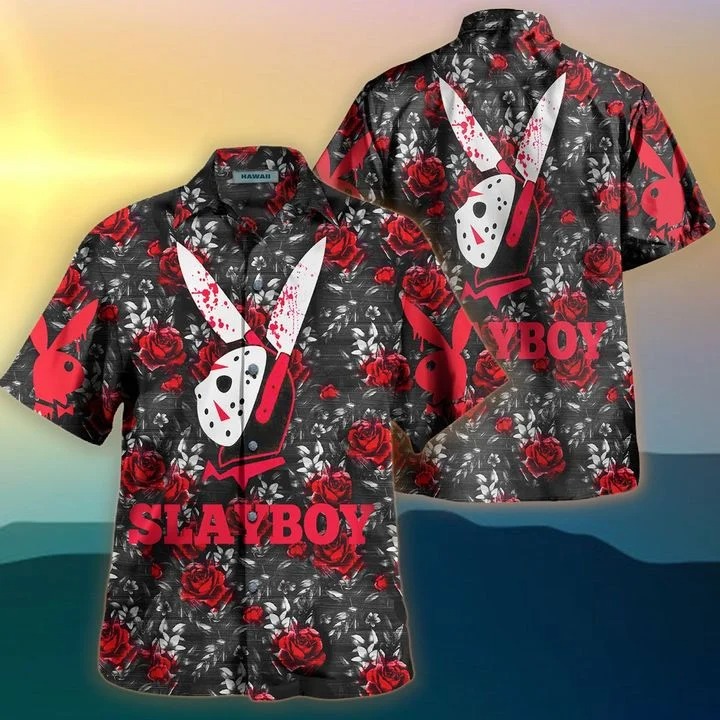 Slayboy Jason Voorhees rabbit rose hawaiian shirt 2