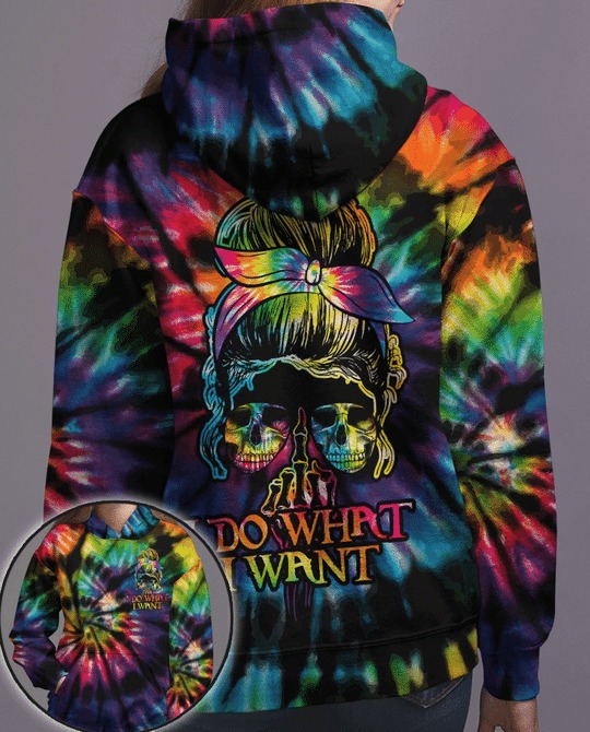 I do what i want skull tie dye 3d shirt hoodie 2