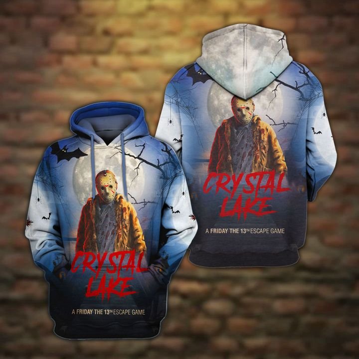 Crystal lake Jason Voorhees A Friday the 13rd escape game 3d hoodie 1
