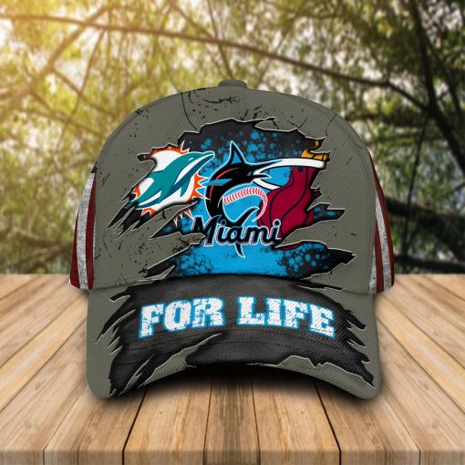 Miami Dolphins Miami Marlins Miami Heat For Life cap hat 1