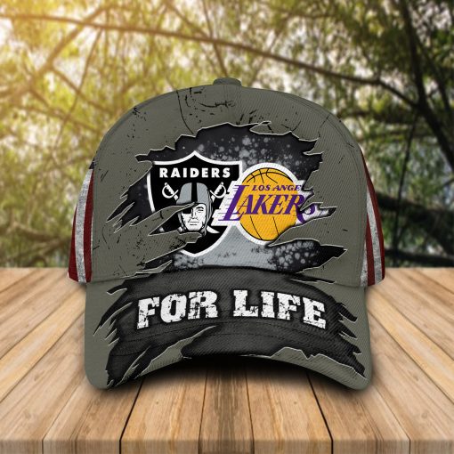 Oakland Raiders Los Angeles Lakers For Life cap hat 1