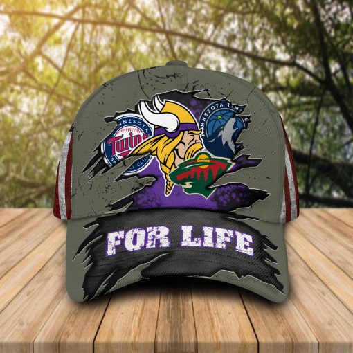 Minnesota Vikings Twins Timberwolves Wild For Life cap hat 1