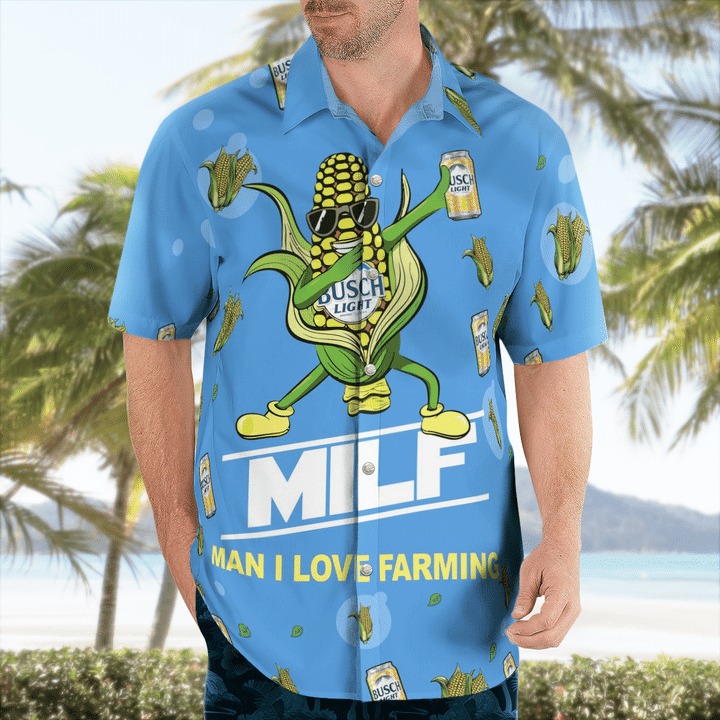 Man i love farming Busch Light corn glasses hawaiian shirt 3