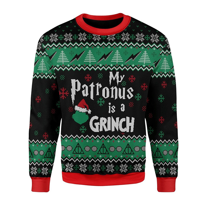 My Patronus Is A Santa Grinch Ugly Christmas Sweatshirt