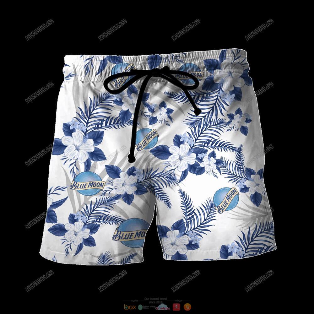 Blue Moon Tropical Plant Hawaiian Shirt Shorts 1