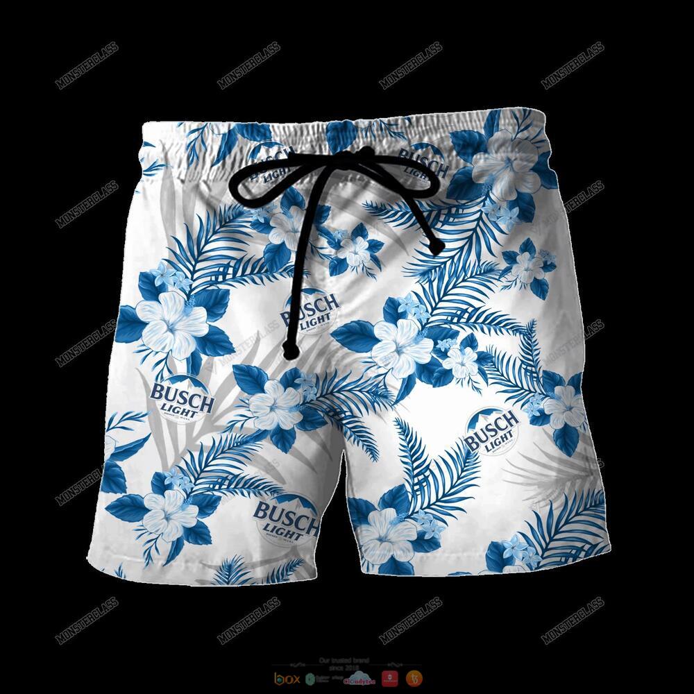 Busch Light Tropical Plant Hawaiian Shirt Shorts 1