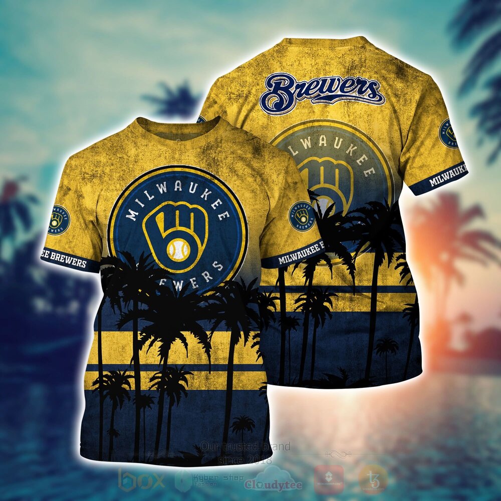MLB Milwaukee Brewers Hawaiian Shirt Short 1