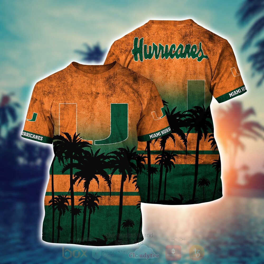 NCAA Miami Hurricanes football Hawaiian Shirt Short 1