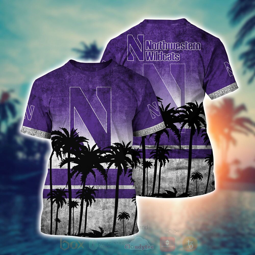 NCAA Northwestern Wildcats football Hawaiian Shirt Short 1