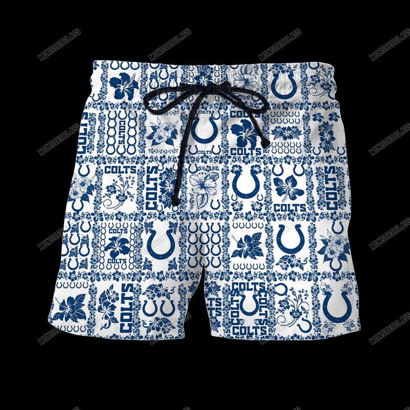 NFL Indianapolis Colts Hibiscus Hawaiian Shirt Short 1