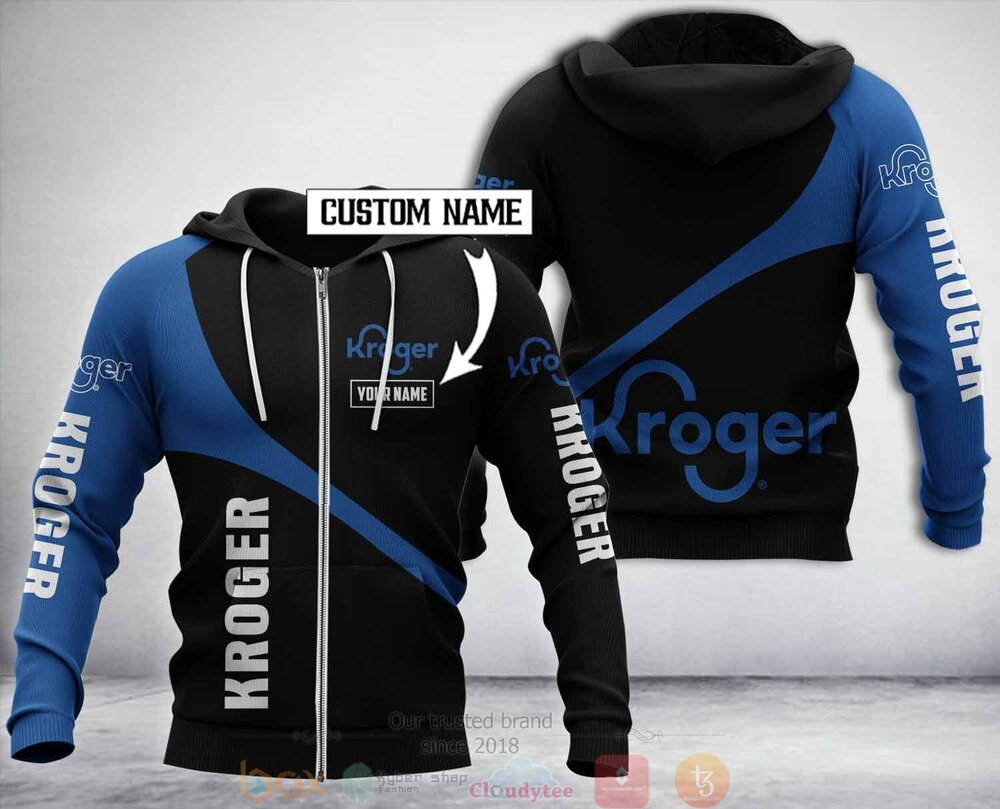 Personalized Kroger Blue Black 3D Hoodie Zip Hoodie 1