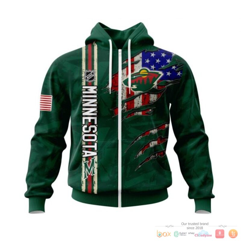 Personalized Minnesota Wild With American Flag 3d shirt hoodie 1