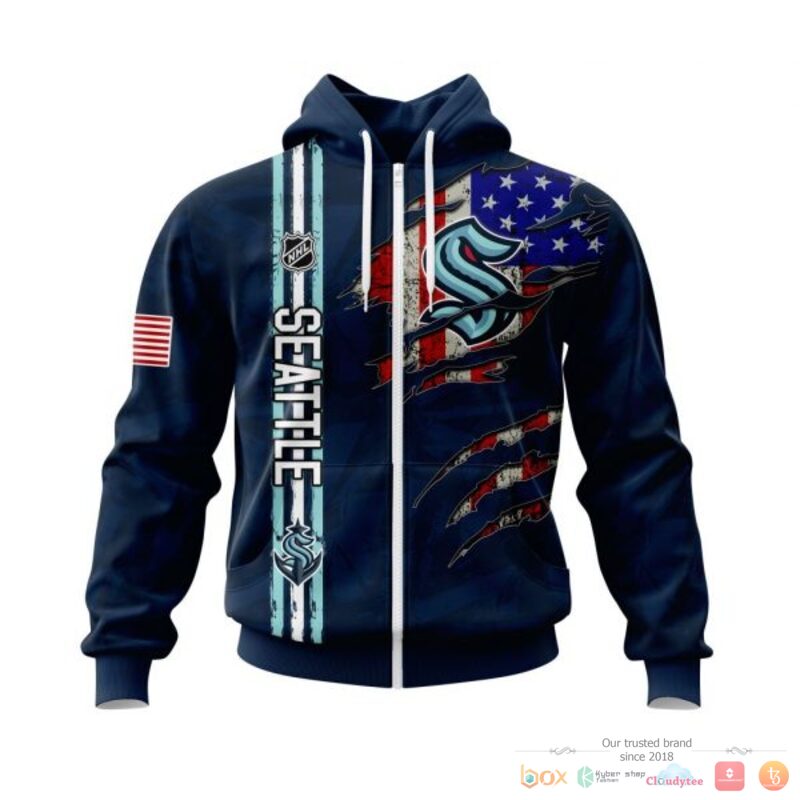 Personalized Seattle Kraken With American Flag 3d shirt hoodie 1