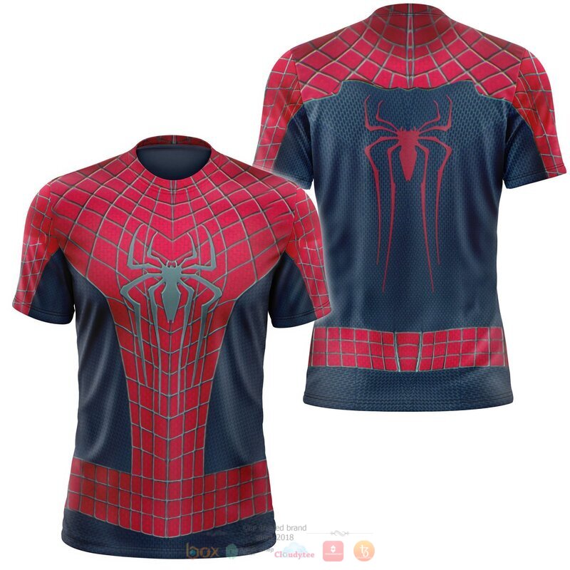 Spider Man red navy 3d over printed shirt hoodie 1