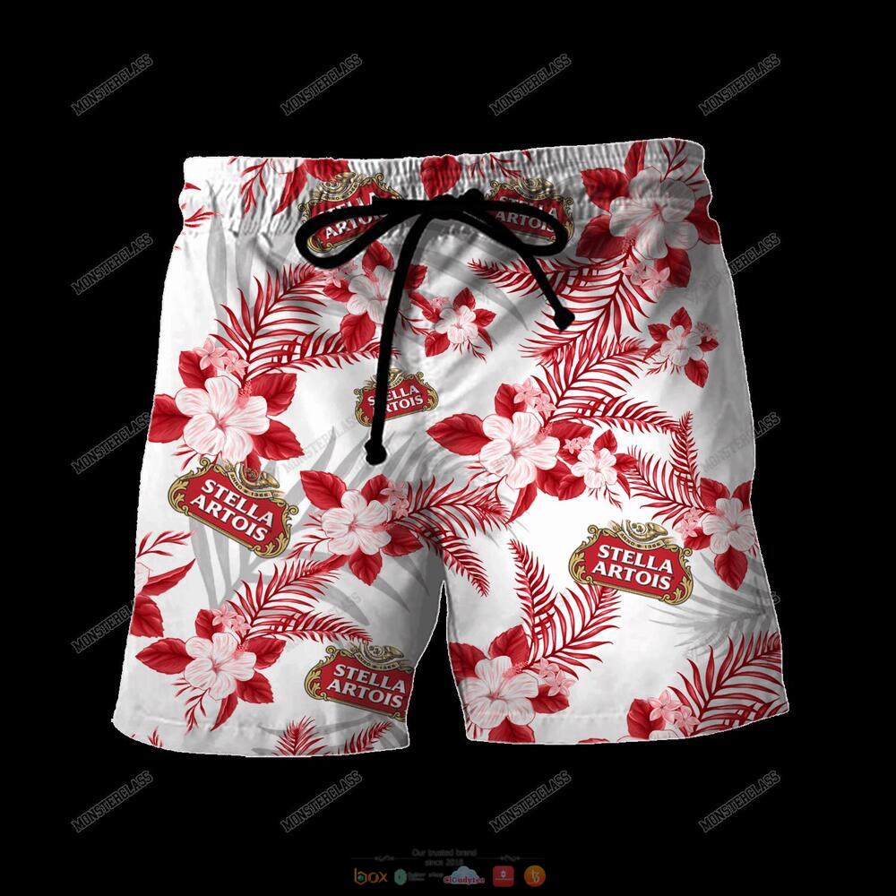 Stella Artois Tropical Plant Hawaiian Shirt Shorts 1
