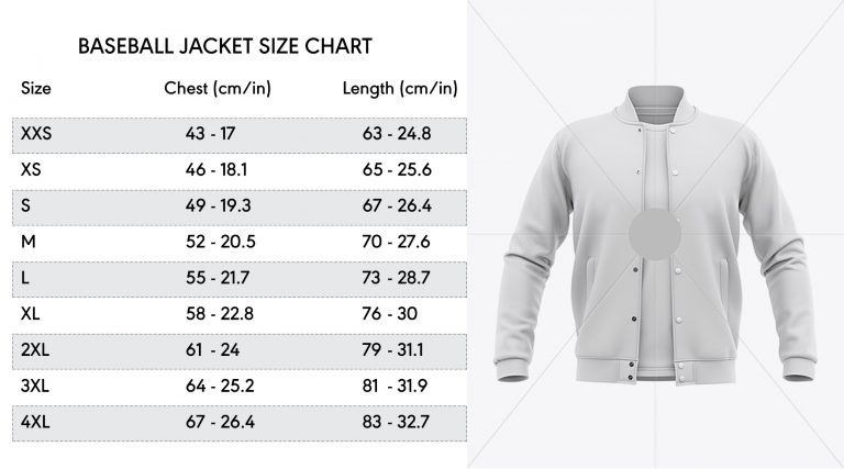 baseball jacket size chart 18 11 20