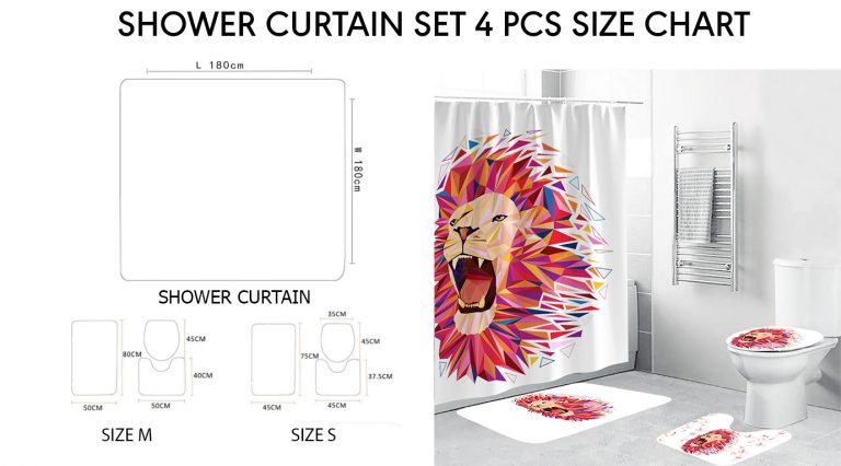 shower curtain set 4 pcs size chart