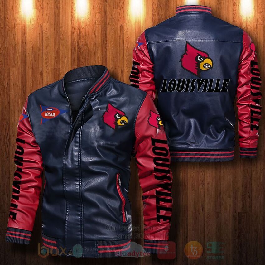 NCAA Louisville Cardinals Leather Bomber Jacket 1 2 3