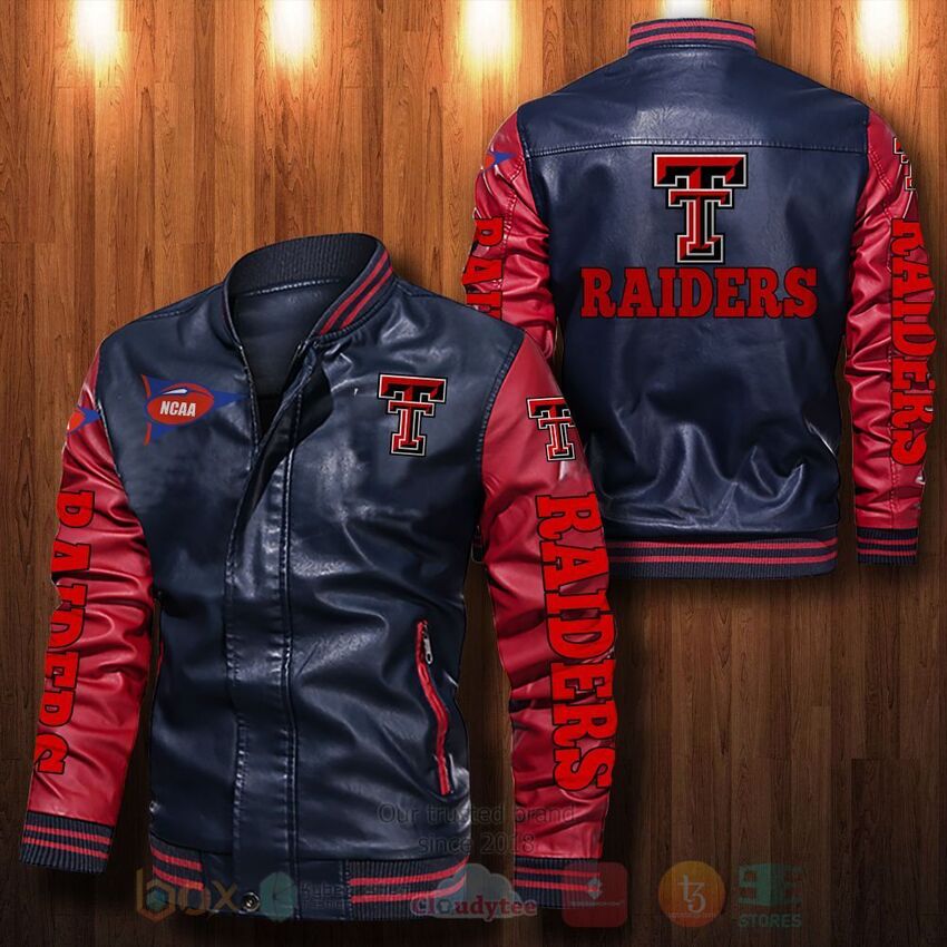 NCAA Texas Tech Red Raiders Leather Bomber Jacket 1 2 3