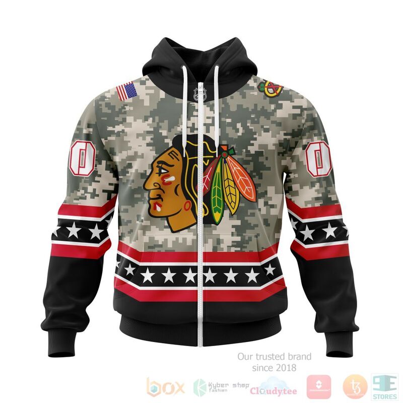 NHL Chicago BlackHawks Honor Military With White Camo Color 3D Hoodie Shirt 1