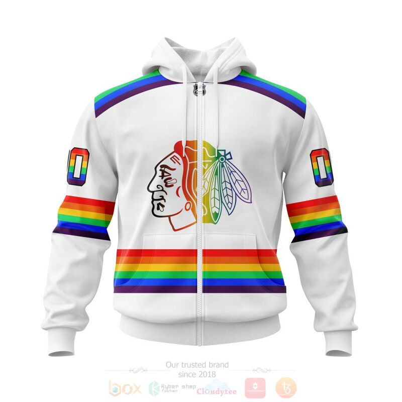 NHL Chicago BlackHawks LGBT Pride White Personalized Custom 3D Hoodie Shirt 1