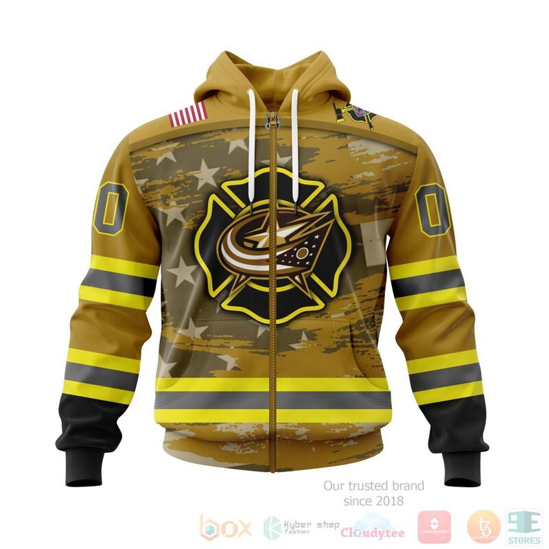 NHL Columbus Blue Jackets Honnor Firefighter Yellow 3D Hoodie Shirt 1