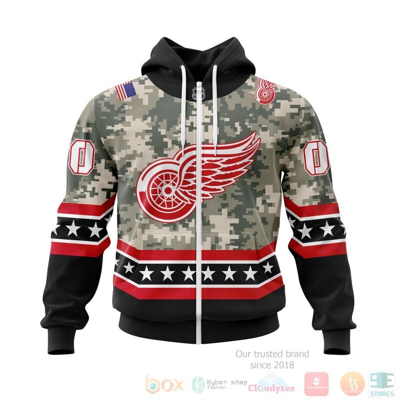 NHL Detroit Red Wings Honor Military With White Camo Color 3D Hoodie Shirt 1